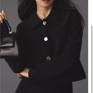 Anthropologie Maeve Micro Knit Lady Jacket Black